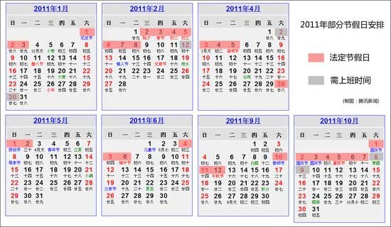 國(guó)務(wù)院辦公廳公布2011年部分節(jié)假日安排通知